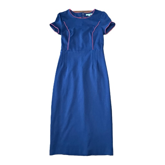 Boden Marianna Ponte Sheath Navy Dress Red Piping Lined Office Women’s Size 4 - Picture 2 of 16